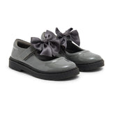 Caramelo BTS Bow School Shoes Grey